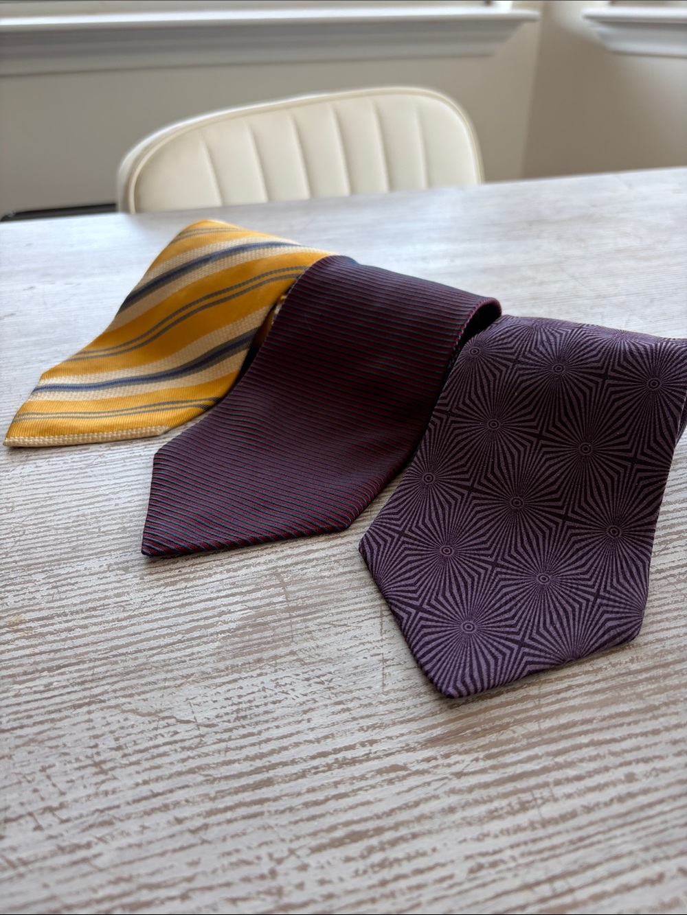 Conte di Milano Set of 3 Men's Silk Ties - Burgundy, Purple, Yellow